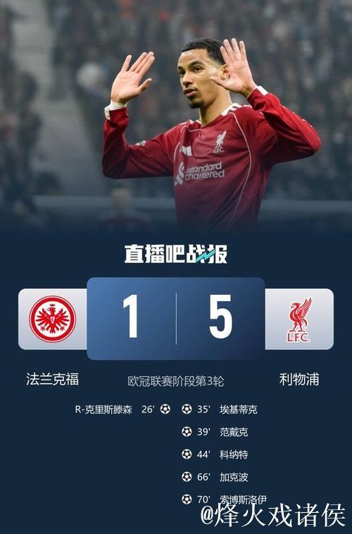 欧冠-维尔茨助攻加克波,索博传射闪耀,利物浦5-1狂胜法兰克福 欧冠-维尔茨助攻加克波,索博传射闪耀,利物浦5-1狂胜法兰克福